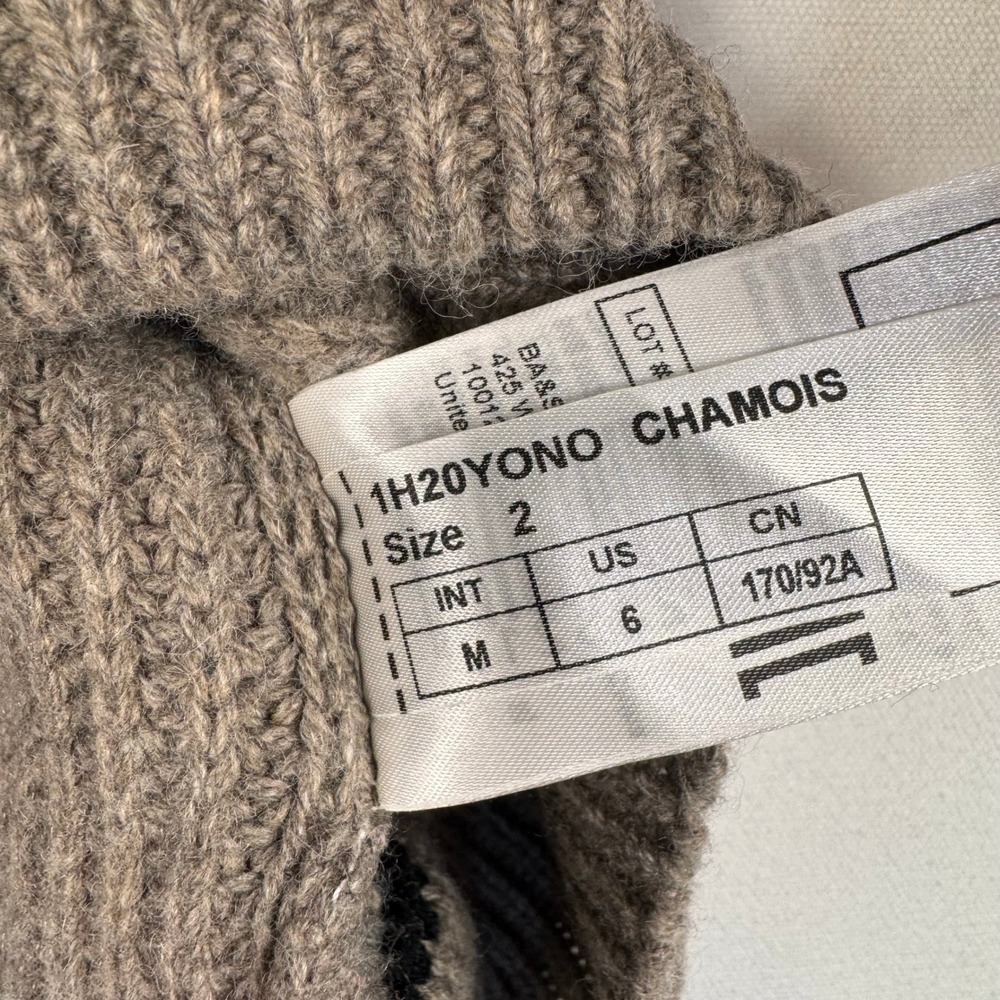 ba&sh Lady Pullover Women Size M Chamois Brown Stripe Puff Shoulder Zip Wool Yak - Picture 8 of 12